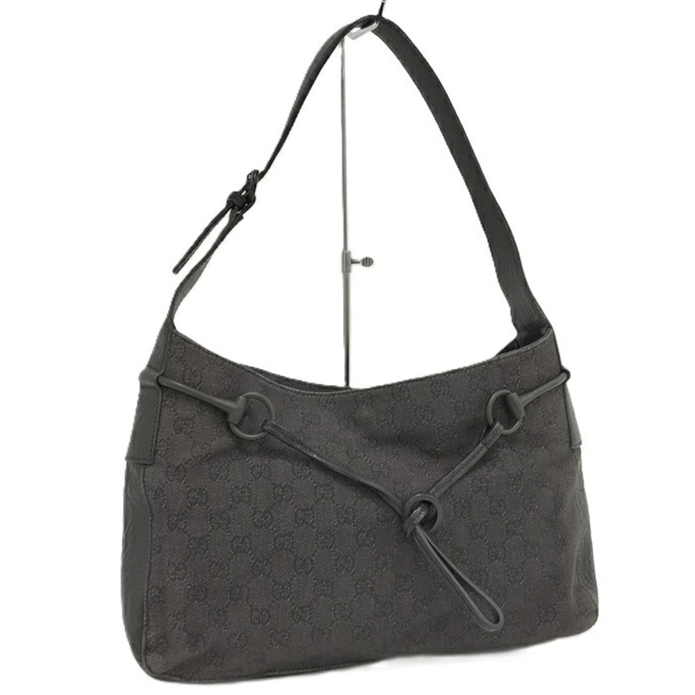 Gucci Shoulder Bag GG Canvas Leather Black